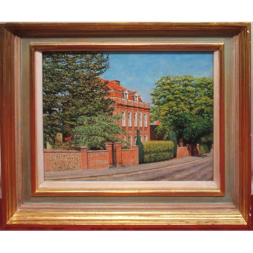 1348 - Christopher Compton Hall (British, 1930-2016); 'Ilsley Hall', oil on board, signed and dated 1996, 2... 