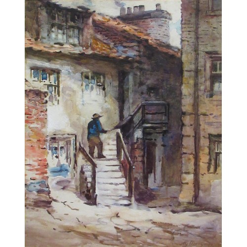 1354 - Alfred George Morgan (British, 1848-1930); 'Fisherman's Yard, The Cragg', watercolour, signed, 33.5c... 