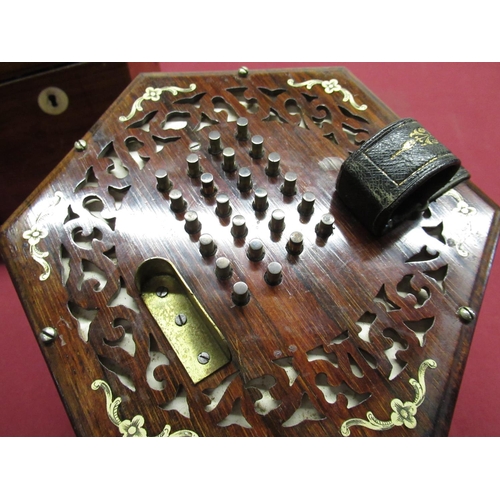 1237 - C19th century Charles Wheatstone and Co 48 key concertina, No.8293, hexagonal rosewood end panels in... 