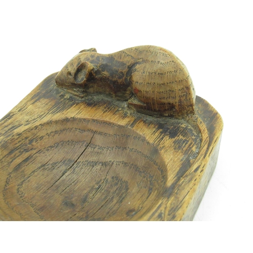 1434 - Robert Mouseman Thompson of Kilburn - an oak rectangular ash tray, carved with signature mouse, W10c... 