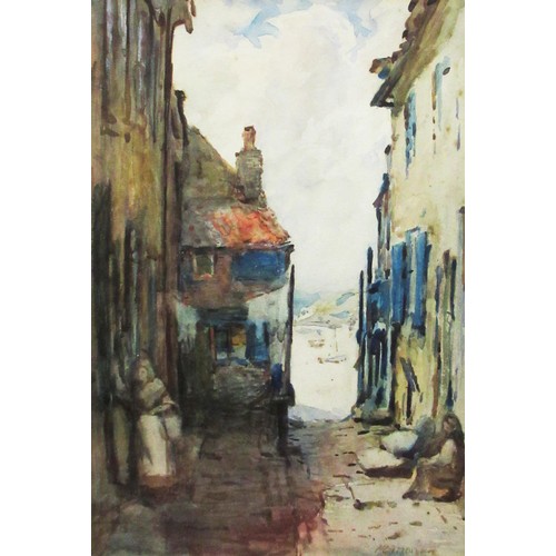 1355 - Alfred George Morgan (British, 1848-1930); 'Tin Ghaunt, Whitby', watercolour, signed, 33.5cm x 22.5c... 