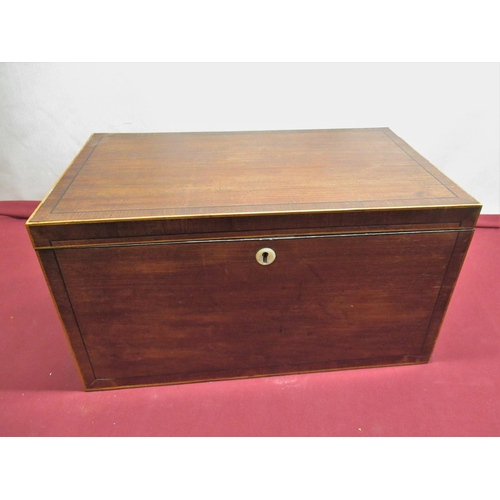 1478 - Large C19th rosewood crossbanded and boxwood strung mahogany document box, with two brass carry hand... 