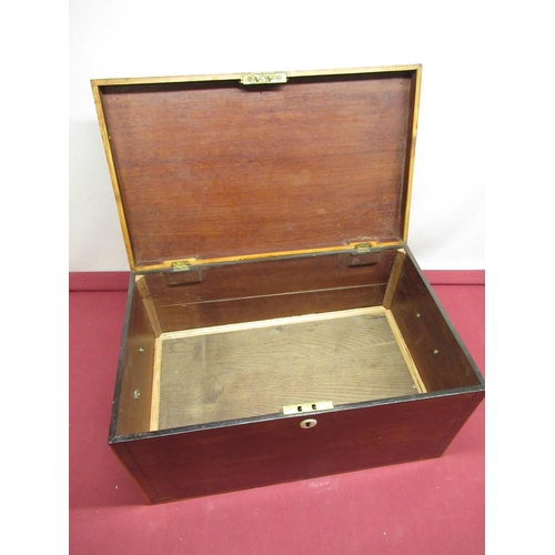 1478 - Large C19th rosewood crossbanded and boxwood strung mahogany document box, with two brass carry hand... 