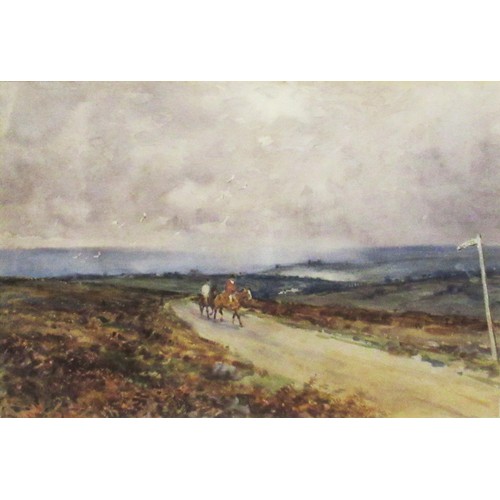 1330 - John Atkinson (Staithes Group, 1863-1924); Horse riding over the moors with Whitby in the distance, ... 