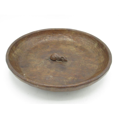 1425 - Robert Mouseman Thompson of Kilburn - a circular adzed oak fruit bowl, central relief carved signatu... 