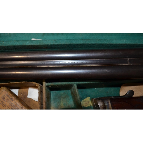 1081 - Leather cased R.Leach 12B side by side ejector shotgun with 28 inch barrels and 14 1/4 straight thro... 