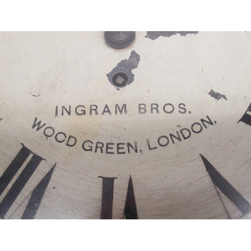 1398 - C20th mahogany cased wall clock, 12in circular painted Roman dial inscribed Ingram Bros. Wood Green ... 