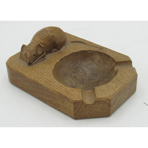 1433 - Robert Mouseman Thompson of Kilburn - an oak rectangular ash tray, carved with signature mouse, W10c... 