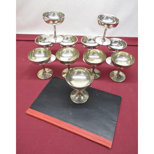 1147 - Collection of eleven C19th hallmarked sterling silver champagne goblets, each engraved with Hayling ... 