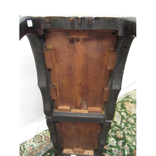 1466 - Victorian long stool, upholstered top with shaped frieze on four moulded cabriole legs, W100cm, D39c... 
