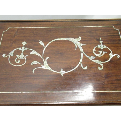 1456 - Nest of four Regency style rosewood rectangular occasional tables, largest inlaid with mother of pea... 