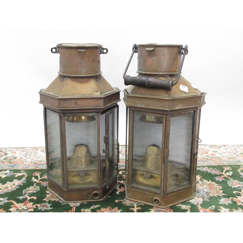 1232 - Early C20th brass oil lamp stamped Griffiths & Sons 1915, burner stamped E.G & S 1917, with swing ha... 