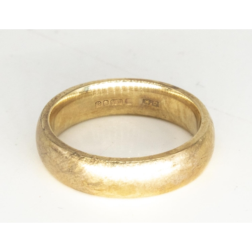 1108 - Late C20th hallmarked 9ct yellow gold wedding band by London, size P, 6.6g