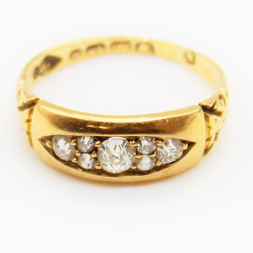 1107 - Victorian hallmarked 18ct yellow gold diamond ring, round cut diamonds arranged in navette shaped mo... 