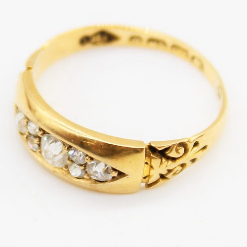 1107 - Victorian hallmarked 18ct yellow gold diamond ring, round cut diamonds arranged in navette shaped mo... 