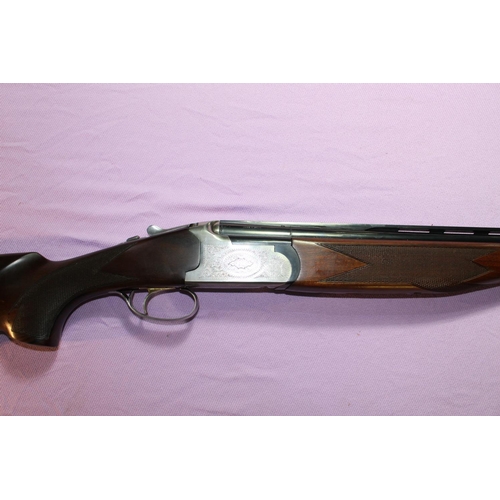 1078 - Lanber 12B over and under single trigger ejector shotgun with 27 1/2