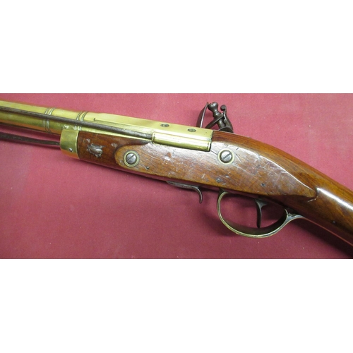 1006 - Flintlock brass cannon barrel half stocked Blunderbuss, with 15 1/2 inch first stage octagonal canno... 