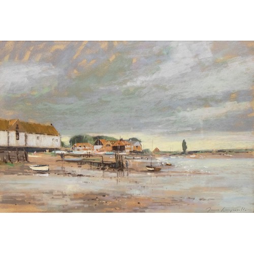 1356 - English School (Contemporary); 'Overcast Burnham Overy Staithe', oil pastel, indistinctly signed, 37... 