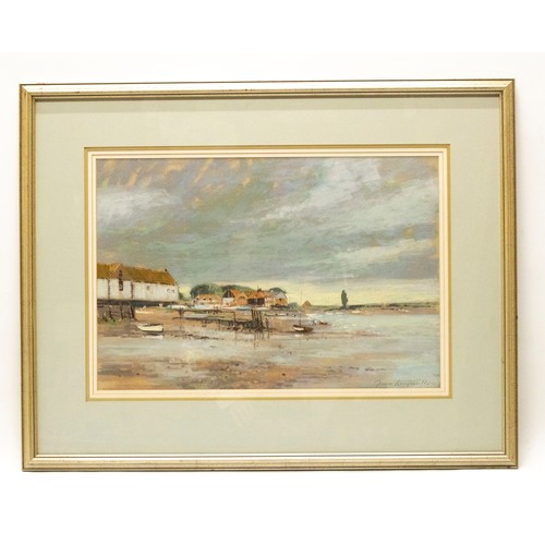 1356 - English School (Contemporary); 'Overcast Burnham Overy Staithe', oil pastel, indistinctly signed, 37... 