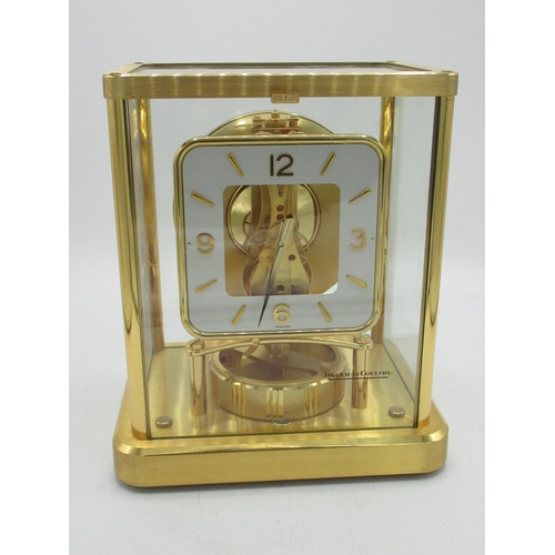 1397 - 1960's Jaeger-LeCoultre Atmos clock, rectangular gilt metal case with rounded corners, square dial w... 