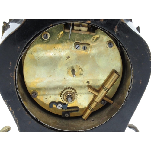 1403 - C20th Louis VIV style gilt metal mounted mantel timepiece, circular Roman dial with Arabic five minu... 