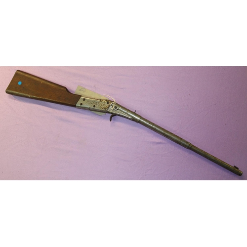 226 - Vintage Haenel X pre-war early 1930s German tinplate .177 air rifle (missing barrel insert). Compres... 