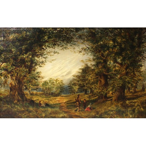 1351 - W. Sherring (British, late 19th/ early C20th); 'In the Woods', oil on canvas, signed, 31cm x 52cm