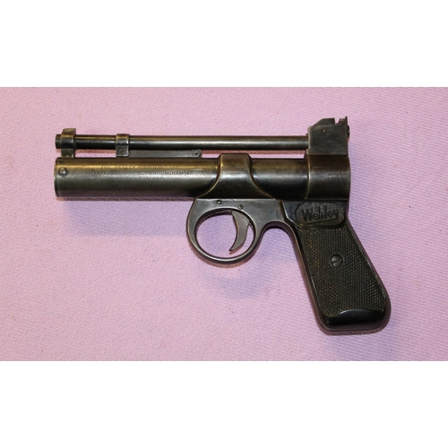 176 - A vintage Webley Junior .177 over lever action air pistol, 1009 stamped on barrel front. In working ... 