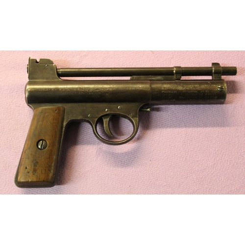 180 - An early Webley Mark 1 .177 over lever air pistol, serial number 41797 in working condition. 797 sta... 