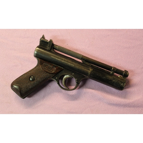 185 - Webley Senior vintage air pistol in working condition. Right hand side grip loose (but undamaged).
6... 