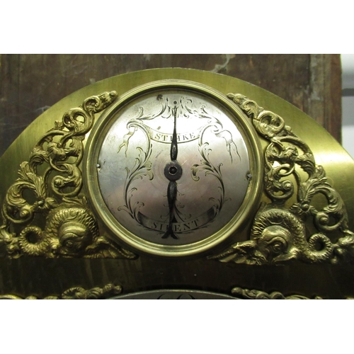 1395 - Geo.III oak long case clock, 44cm arched brass dial with silvered chapter and faux strike/silent in ... 