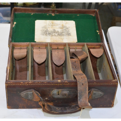 281 - E & G. Higham gun manufacturers leather cartridge box case