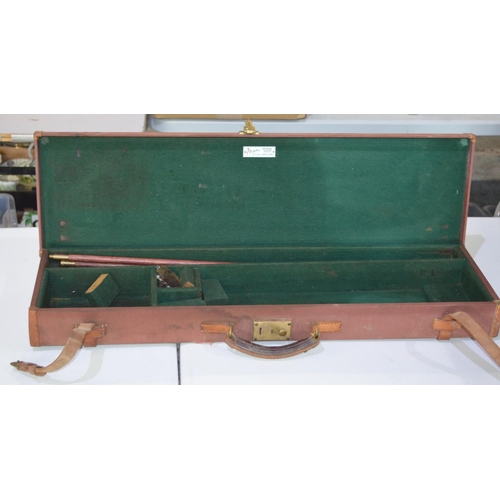 286 - Brady rectangular brown canvas gun case with green felt interior (A/F)