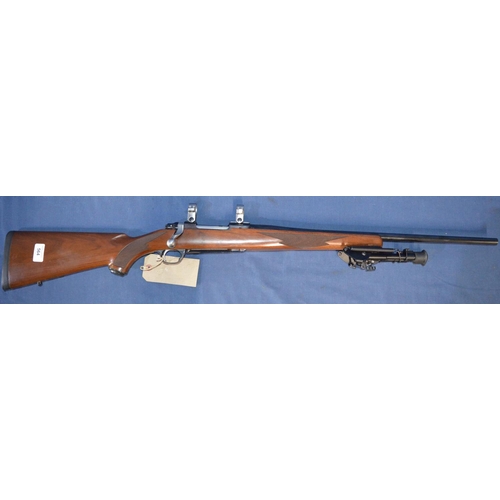 430 - Ruger M77 MkII bolt action. 22/250rem rifle with fitted with folding bi-pod and scope ring mounts, s... 