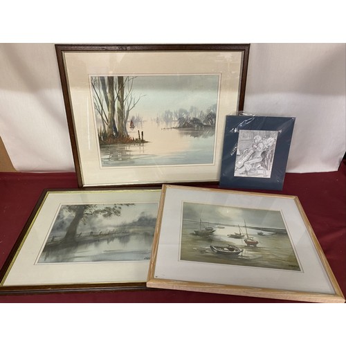 106 - Set of three watercolours by Anne Murray (Contemporary); 'Sailing Home', 'Low Tide Leigh-on-Sea' and... 