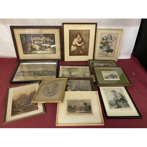 111 - Collection of C19th and later prints and engravings of various subjects including portraits and land... 