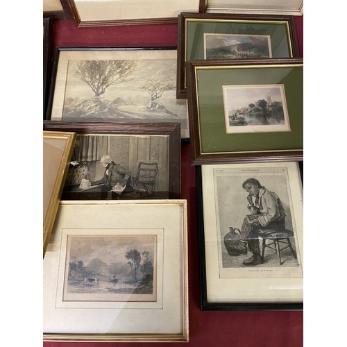 111 - Collection of C19th and later prints and engravings of various subjects including portraits and land... 