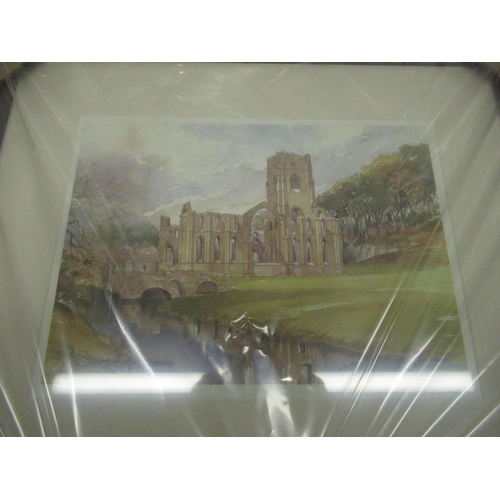 118 - J. Macdonald (Contemporary) Fountains Abbey (2) York Minster, and Yarm High Street colour prints, si... 