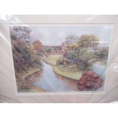 118 - J. Macdonald (Contemporary) Fountains Abbey (2) York Minster, and Yarm High Street colour prints, si... 