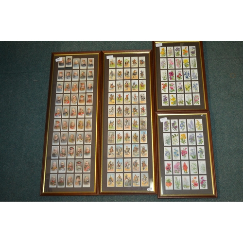 120 - Three framed sets of Wills cigarette cards and one framed set of John Players cigarette cards, featu... 