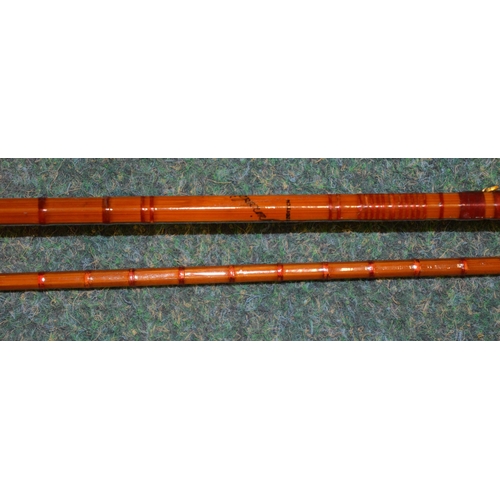 116 - Three fishing rods, one vintage unbranded early carbon fibre two piece general purpose cork handled ... 