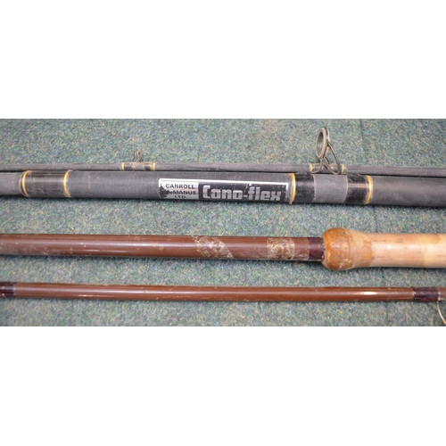 117 - 4 rods.
A Fuji Seat 2 piece beachcasting rod, length 428cm.
A James & Son 