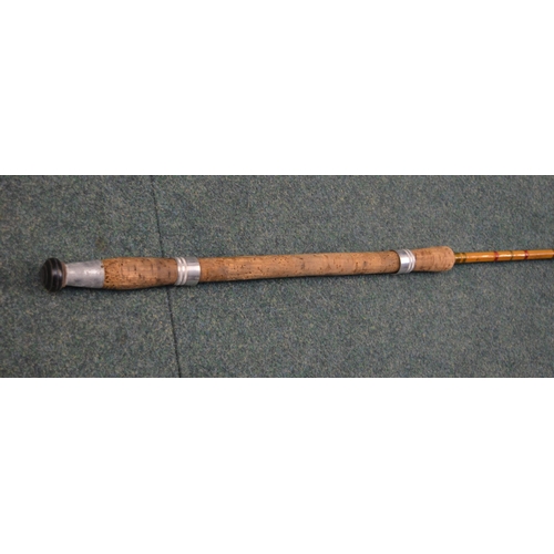 125 - Vintage split cane boat rod.  Overall length 158cm