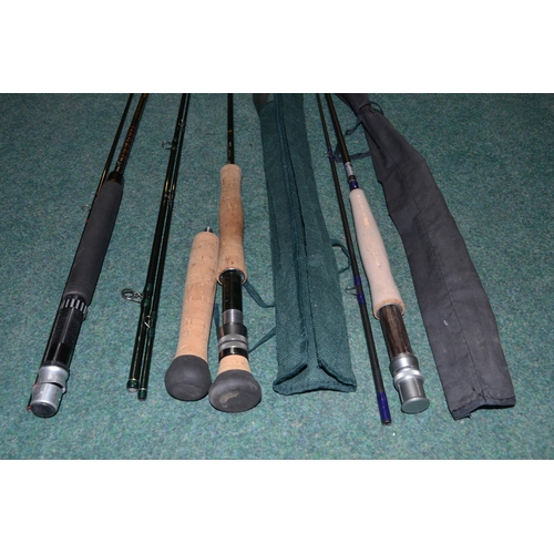 107 - Three modern fly rods - Masterline MAF090 Maxim Fly 9ft two piece, Shakespeare Triumph 10ft three pi... 