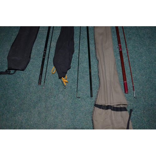 108 - Three carbon fibre fly rods - Lureflash Viper 10ft two piece, Daiwa 149 10ft two piece, D.A.M Intern... 