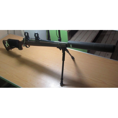 433 - .243 Win BSA bolt action rifle, fitted with sound moderator, bipod and scope rings, serial no. 8M416... 