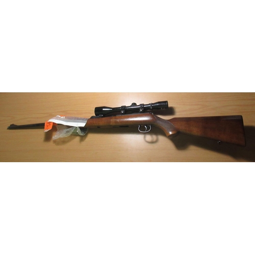 443 - Brno .22 bolt action rifle with 2x mags fitted with Hunter 6x40 scope, barrel screw cut for sound mo... 