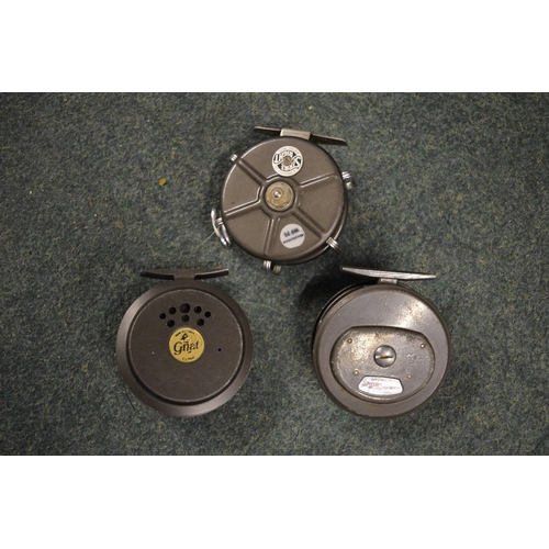 89 - 3 metal fly reels, a 