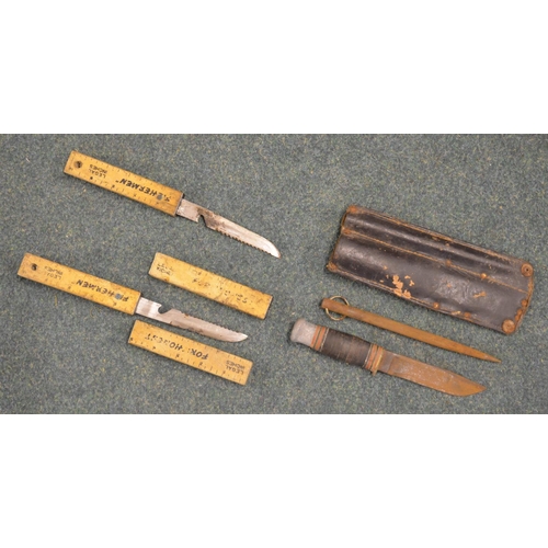 91 - 2 wooden handled/sheathed fishermans knives for the 