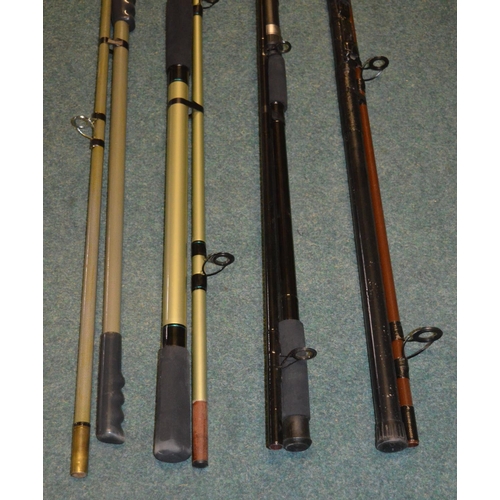 97 - 4 carbon fibre 2 piece fishing rods - modern Shakespeare 12ft 